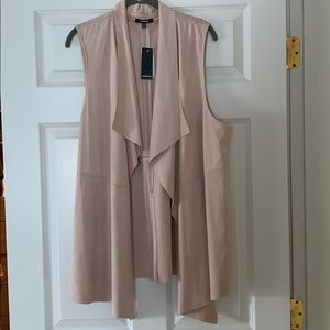 NWT : pale pink soft suede like material vest.